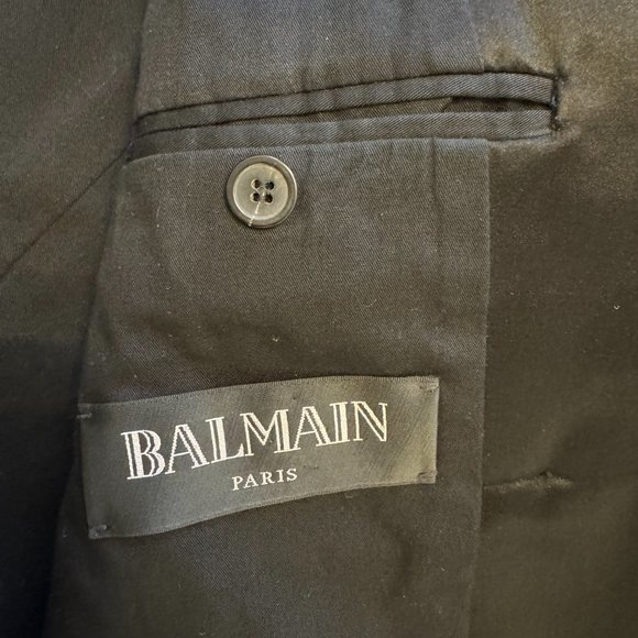Balmain Men's Black Tuxedo Blazer with Gold Buttons Size 48 - Picture 2 of 4